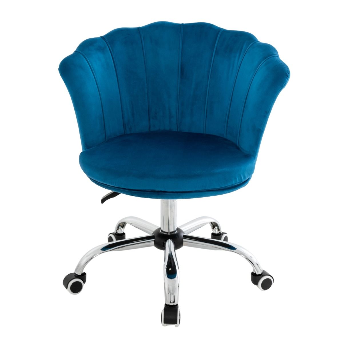 Adjustable Velvet Office Chair with Handle and Universal Wheels Blue